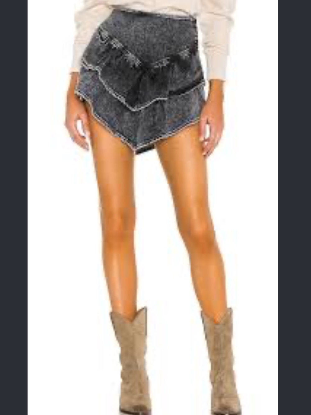 Mother Denim The Ruffle Mini Skirt Acid Washed Tiered Sz 24 80s Western Layered